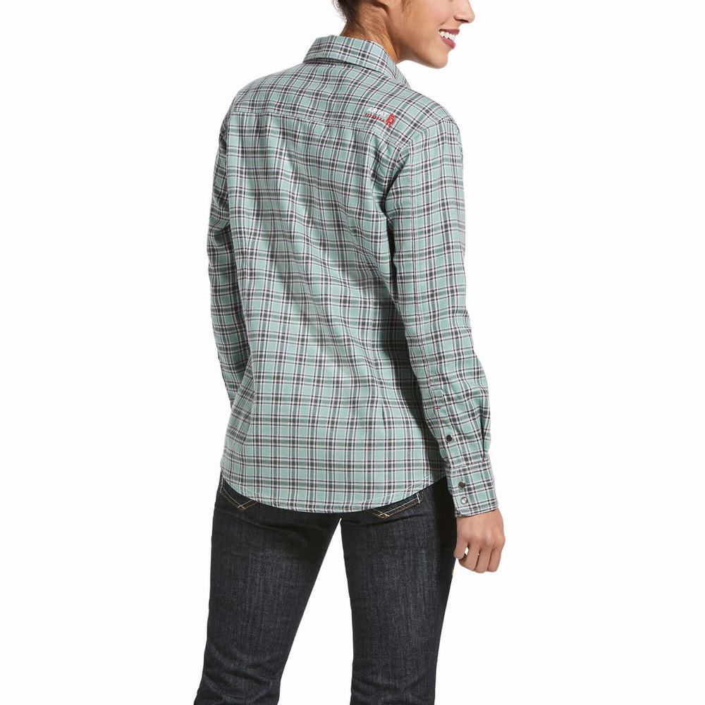 Blue Ariat FR Eberly Snap Women's Shirts | WSAO97214