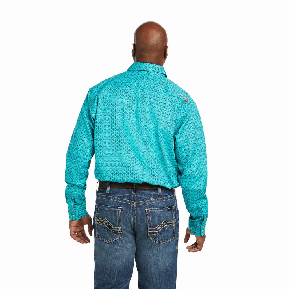 Blue Ariat FR Lopez Snap Men's Shirts | OZSF19087