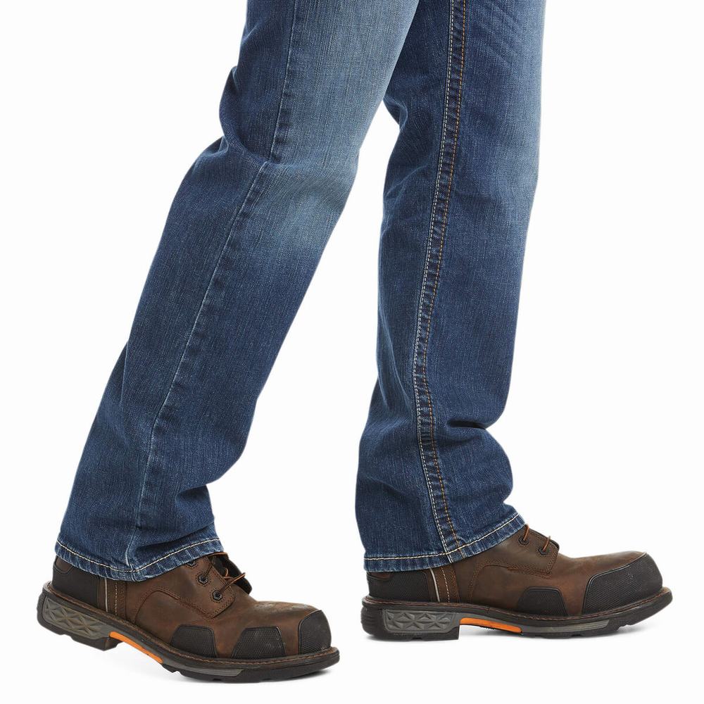 Blue Ariat FR M4 Relaxed Basic Cut Men's Straight-Fit Jeans | YHVZ72630