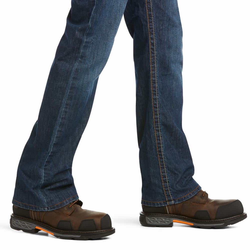 Blue Ariat FR M4 Relaxed Stretch DuraLight Jett Cut Men's Straight-Fit Jeans | NDFY85326