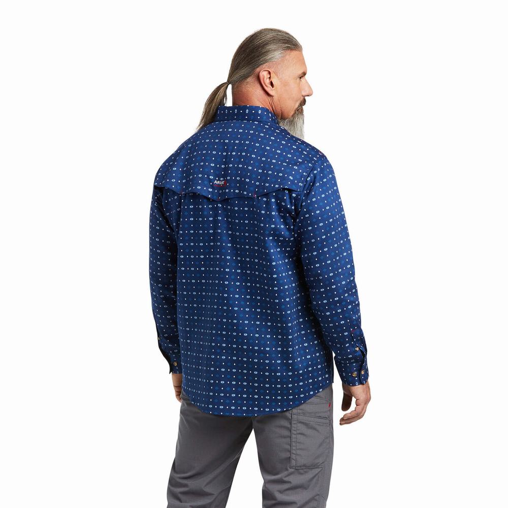 Blue Ariat FR Vented Men's Shirts | PELN42870