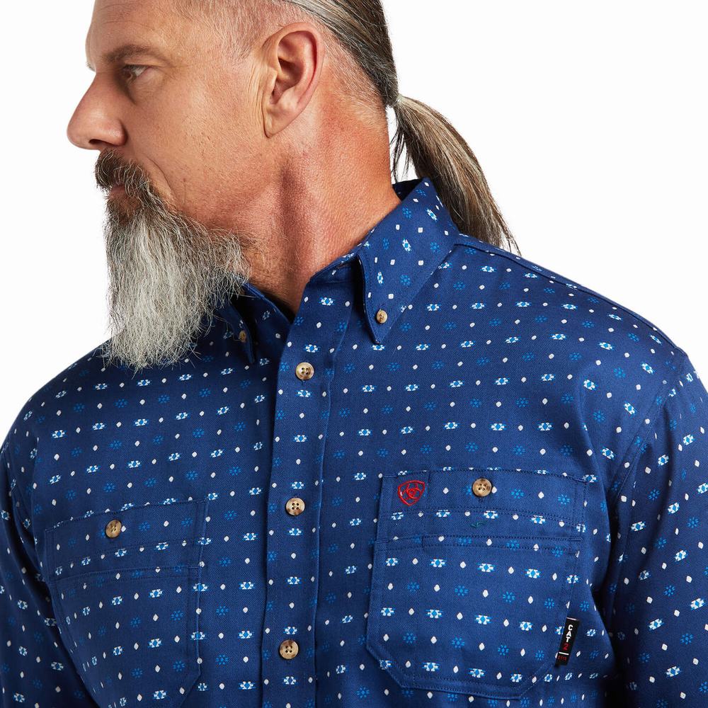 Blue Ariat FR Vented Men's Shirts | PELN42870