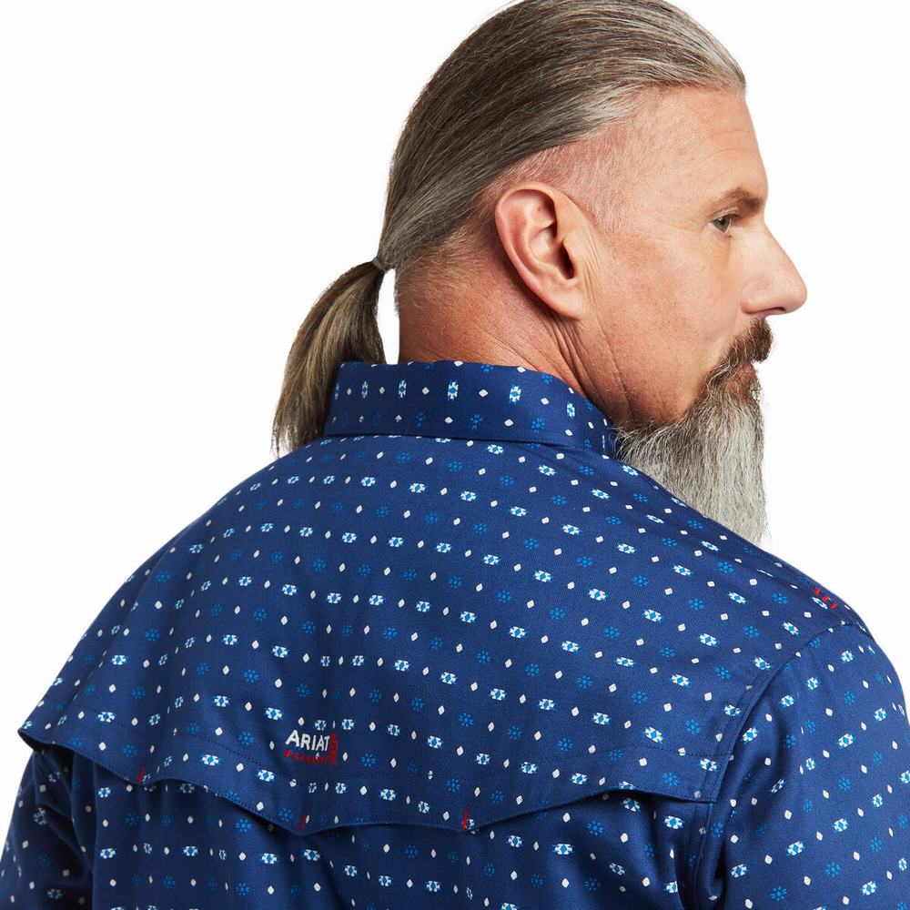 Blue Ariat FR Vented Men's Shirts | PELN42870