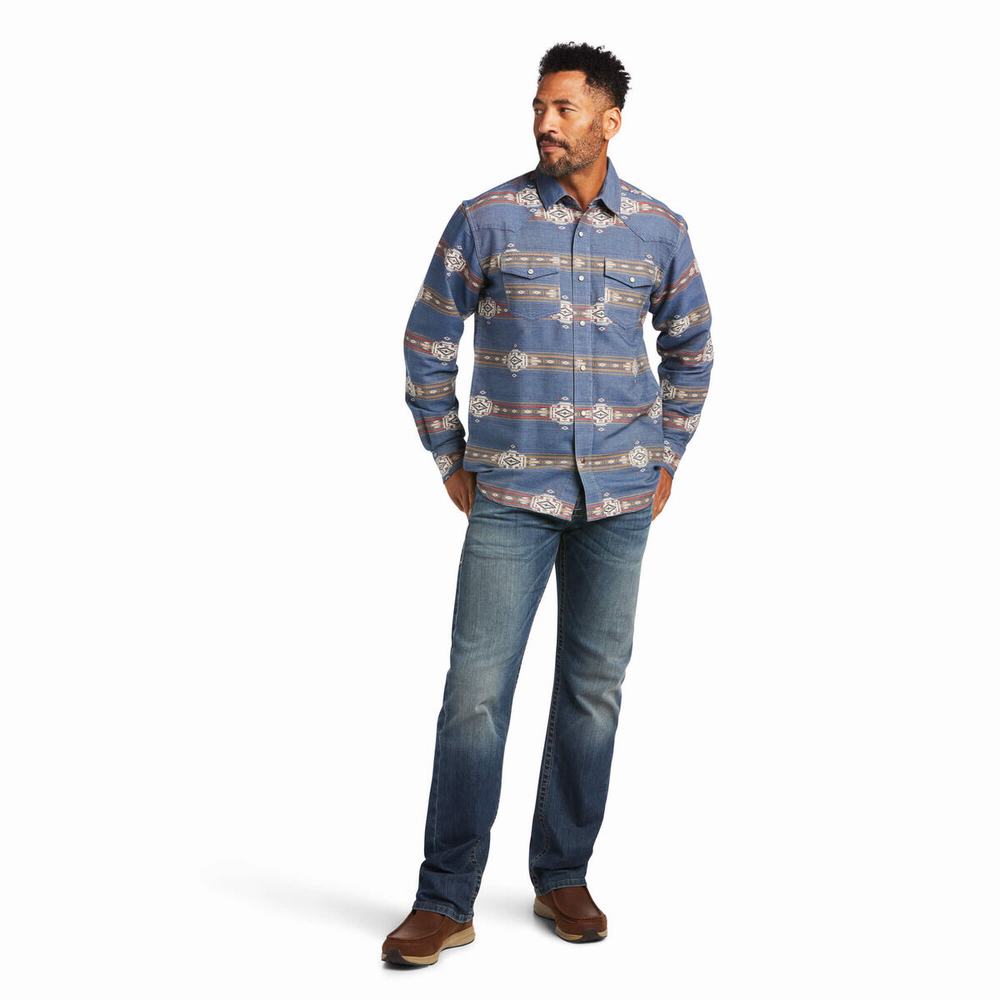 Blue Ariat Hector Retro Fit Men's Shirts | WNXE24569