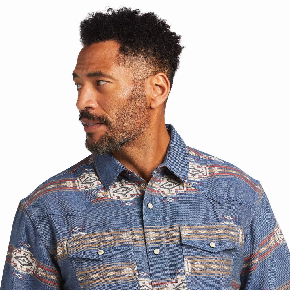 Blue Ariat Hector Retro Fit Men's Shirts | WNXE24569