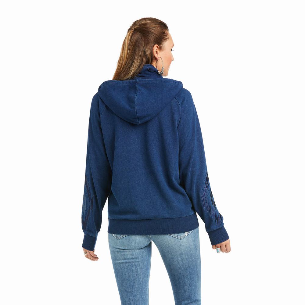 Blue Ariat Knit Full Zip Women's Hoodies | OICZ61980