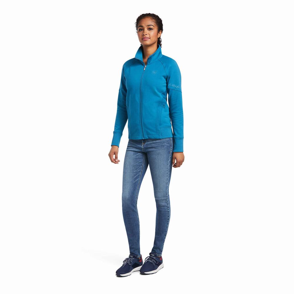 Blue Ariat Largo Full Zip Women's Hoodies | YNMI14857