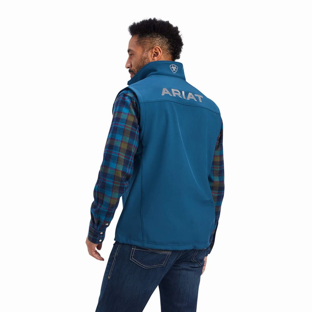 Blue Ariat Logo 2.0 Softshell Men's Jackets | ULTW14876