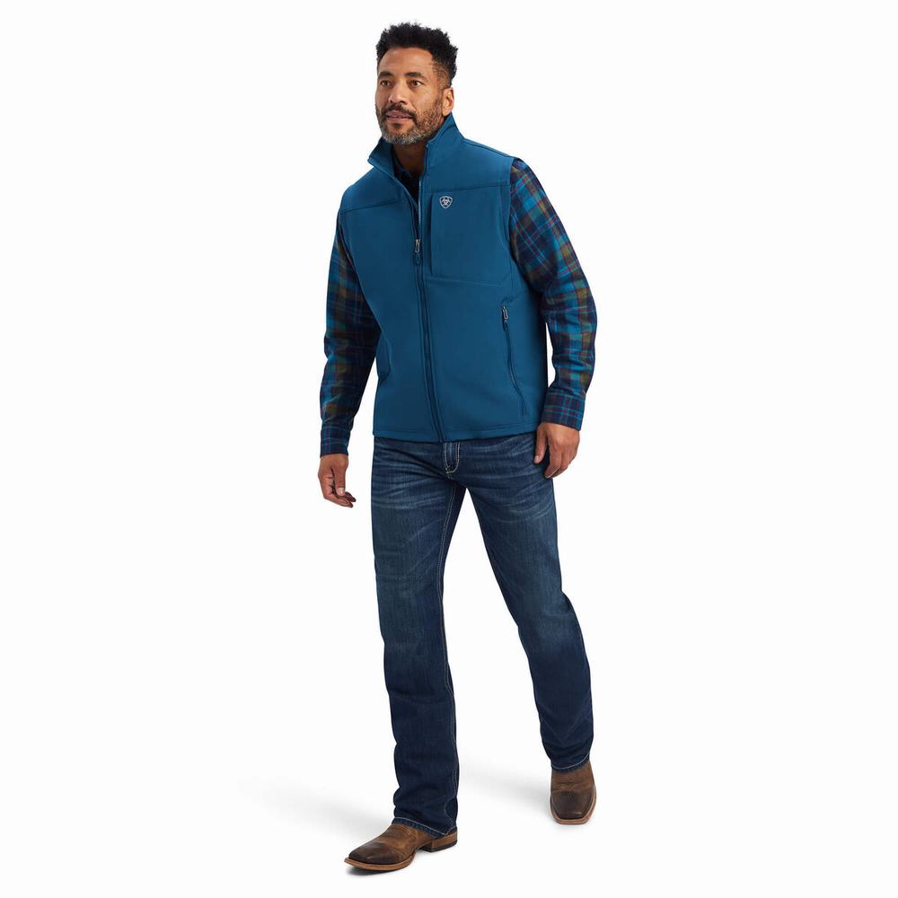 Blue Ariat Logo 2.0 Softshell Men's Jackets | ULTW14876