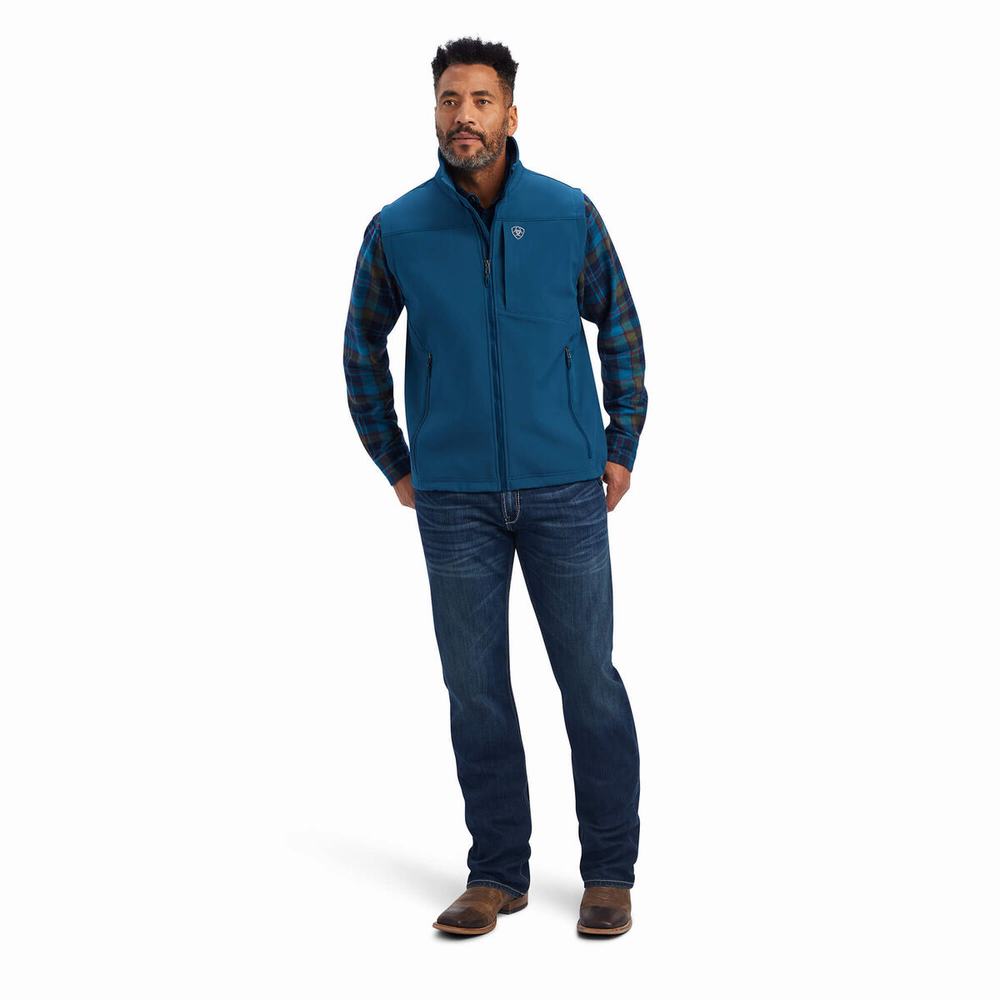 Blue Ariat Logo 2.0 Softshell Men's Jackets | ULTW14876