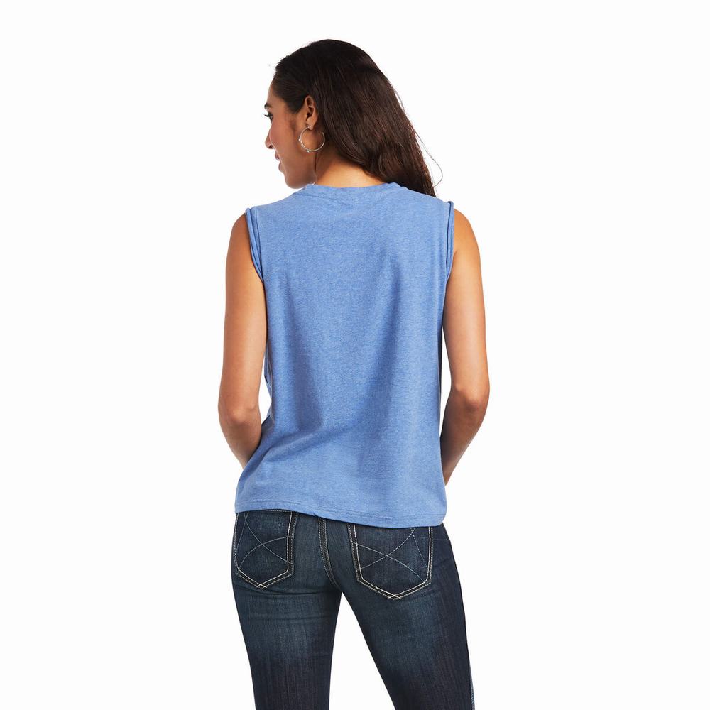 Blue Ariat Mama Women's Tops | LDBY18397