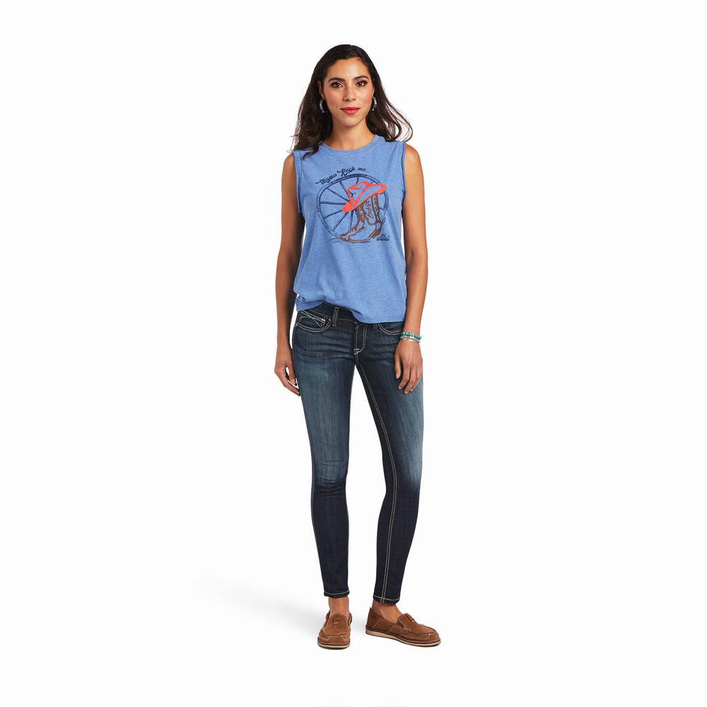 Blue Ariat Mama Women's Tops | LDBY18397