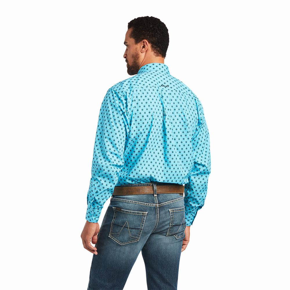 Blue Ariat Manuel Classic Fit Men's Shirts | ZMPL34560