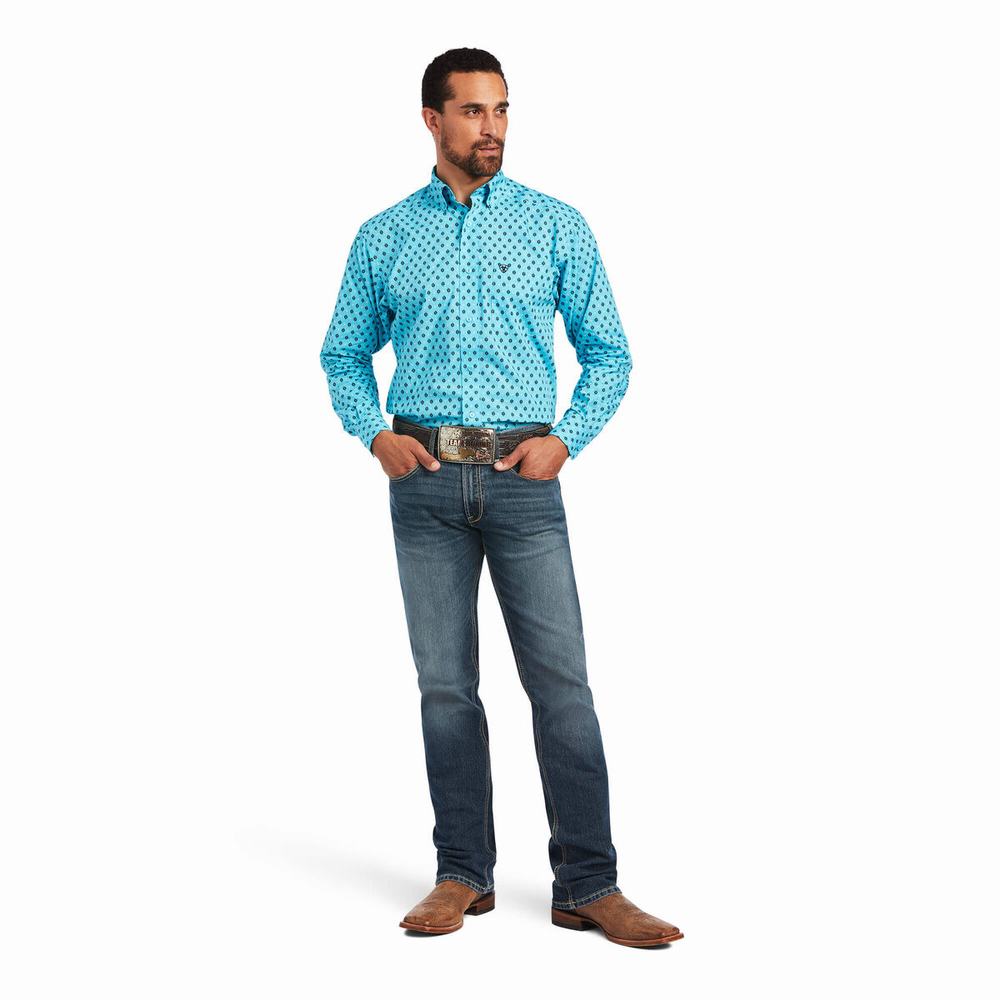 Blue Ariat Manuel Classic Fit Men's Shirts | ZMPL34560