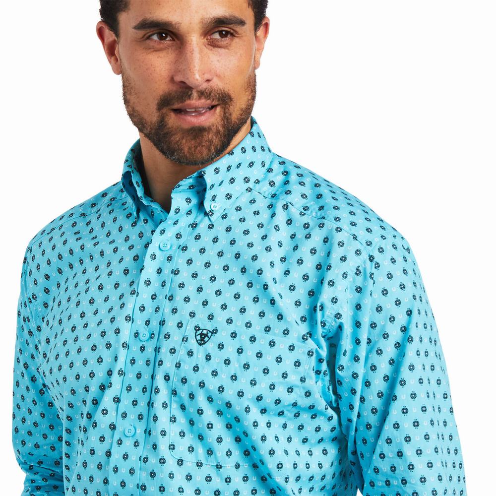 Blue Ariat Manuel Classic Fit Men's Shirts | ZMPL34560