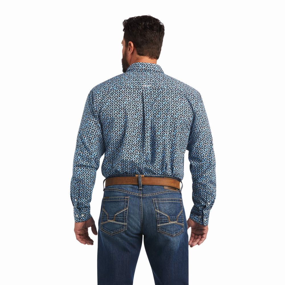 Blue Ariat Miguel Classic Fit Men's Shirts | BAHL10839