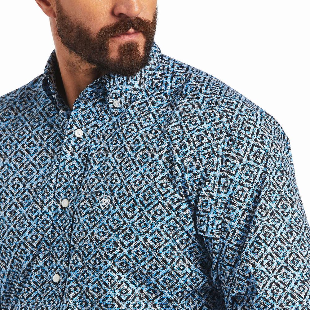 Blue Ariat Miguel Classic Fit Men's Shirts | BAHL10839