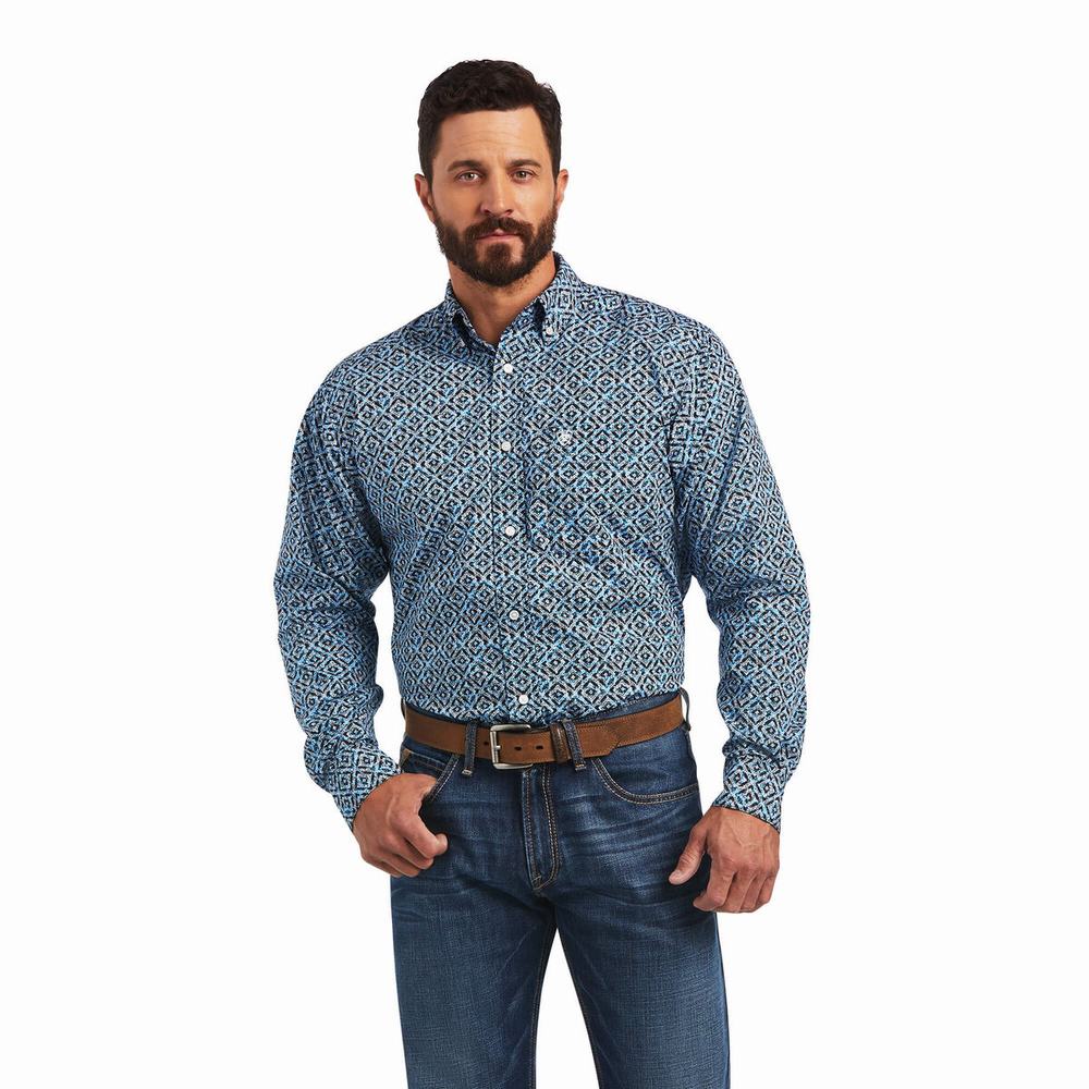 Blue Ariat Miguel Classic Fit Men\'s Shirts | BAHL10839