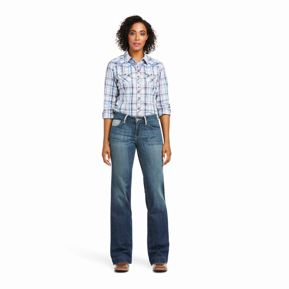 Blue Ariat Perfect Rise Angela Women's Skinny Jeans | OXUK38960