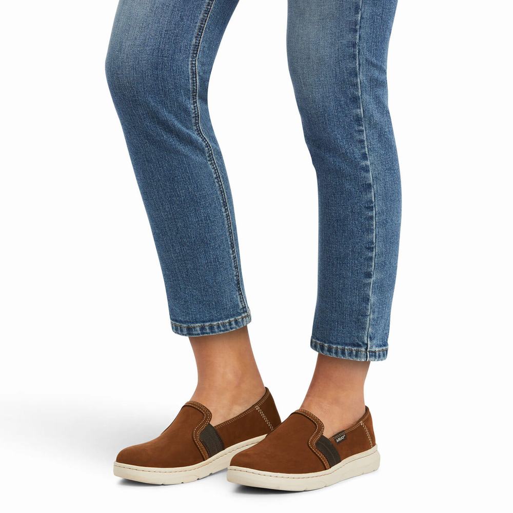 Blue Ariat Premium High Rise Crop Women's Straight-Fit Jeans | KZMV80973