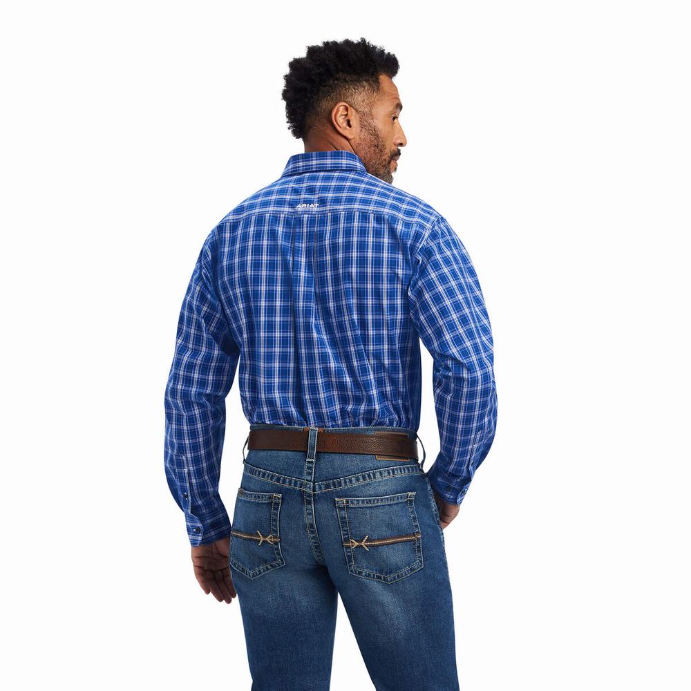 Blue Ariat Pro Series Boone Classic Fit Men's Shirts | VSDL17298