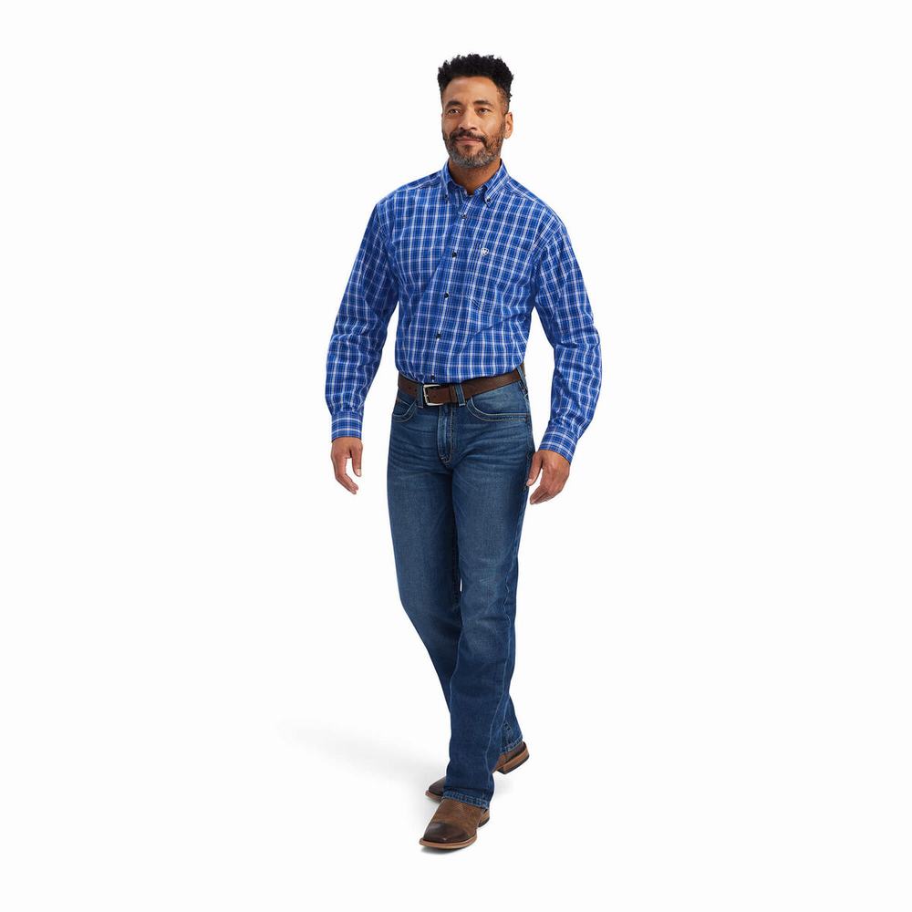 Blue Ariat Pro Series Boone Classic Fit Men's Shirts | VSDL17298