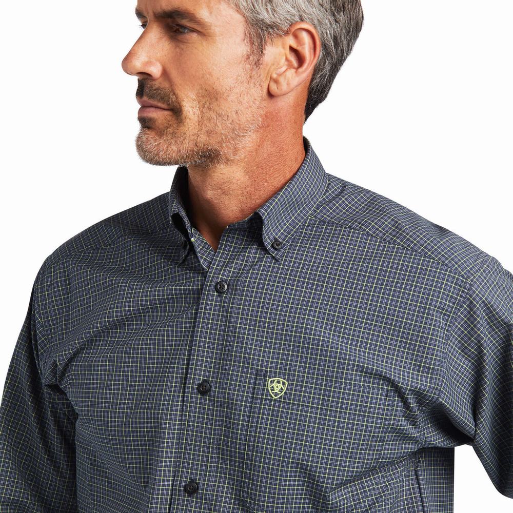 Blue Ariat Pro Series Brian Classic Fit Men's Shirts | ZYER36925