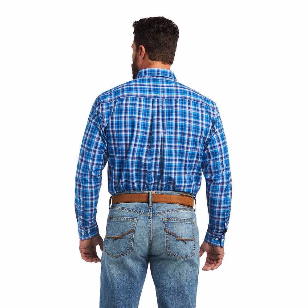 Blue Ariat Pro Series Mason Classic Fit Men's Shirts | OLKN46309