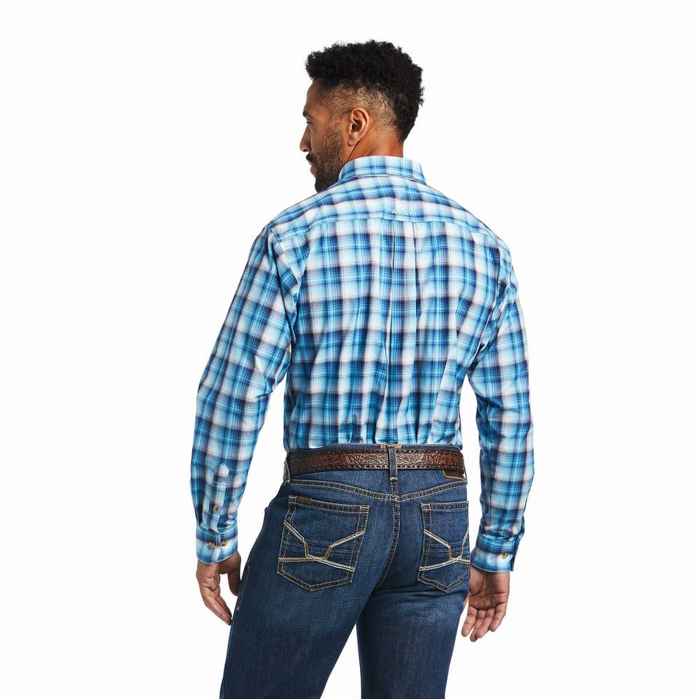 Blue Ariat Pro Series Mateo Classic Fit Men's Shirts | AKMG01483