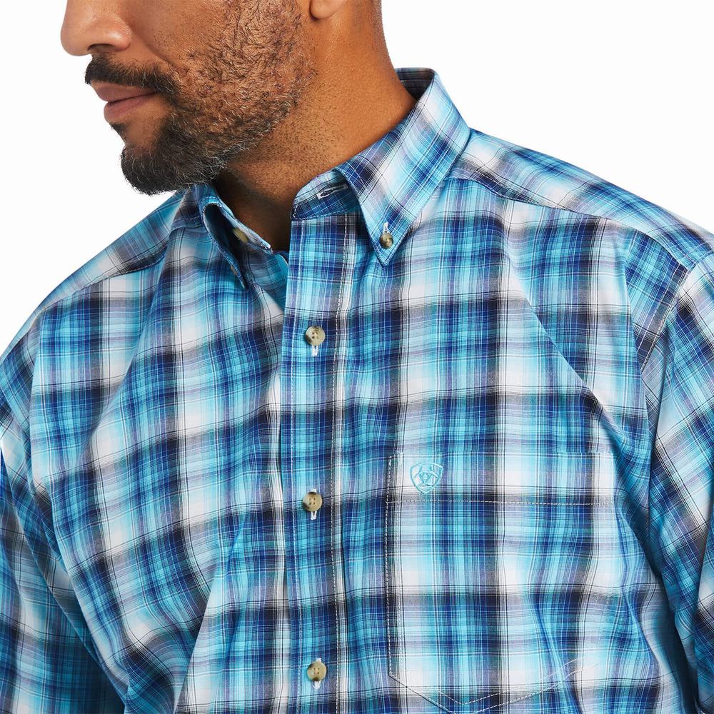 Blue Ariat Pro Series Mateo Classic Fit Men's Shirts | AKMG01483