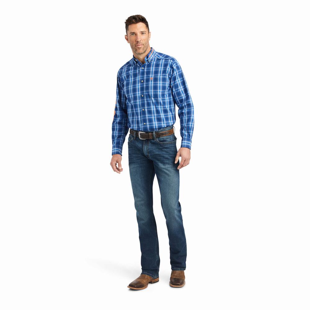 Blue Ariat Pro Series Team Marcos Classic Fit Men's Shirts | FMIN25306