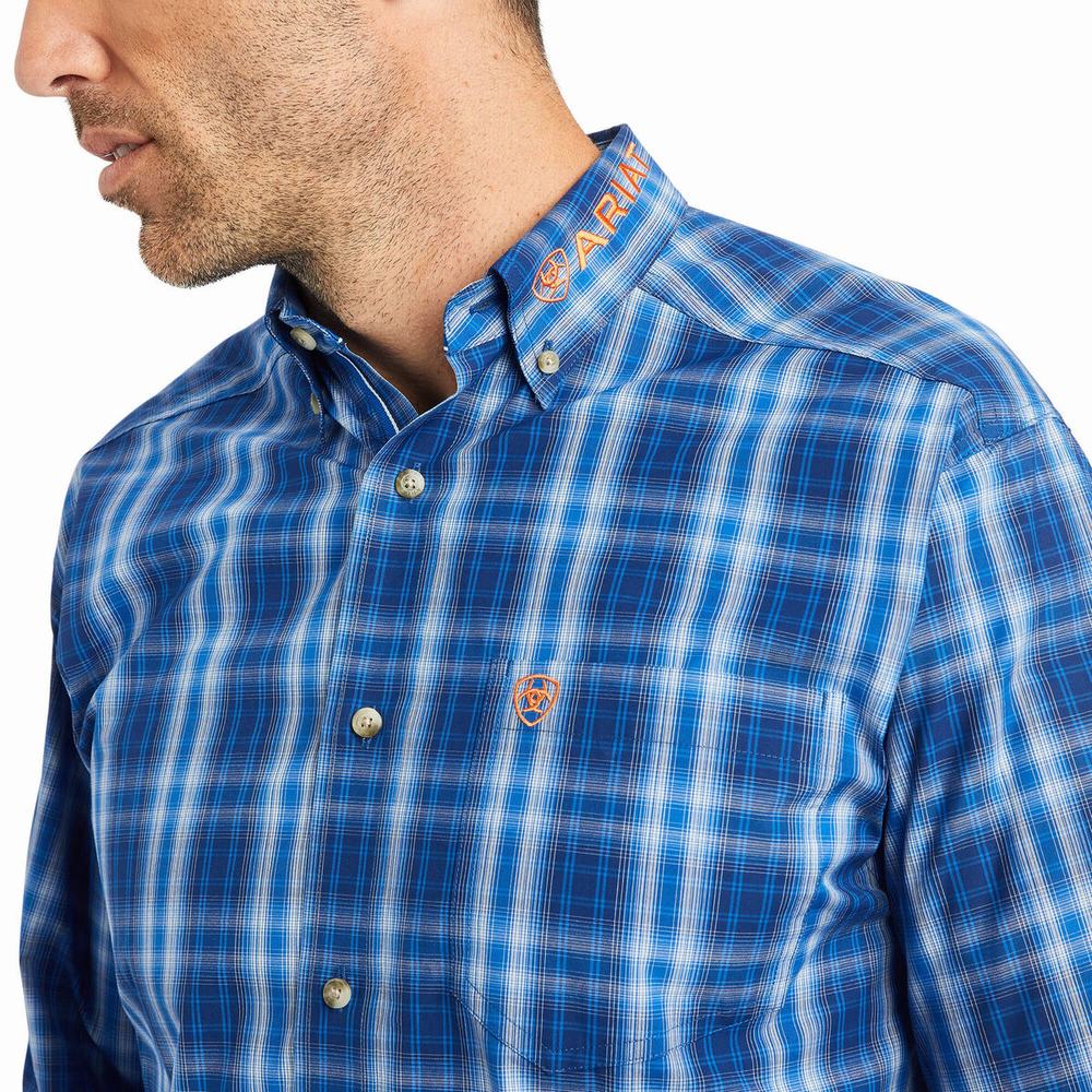 Blue Ariat Pro Series Team Marcos Classic Fit Men's Shirts | FMIN25306