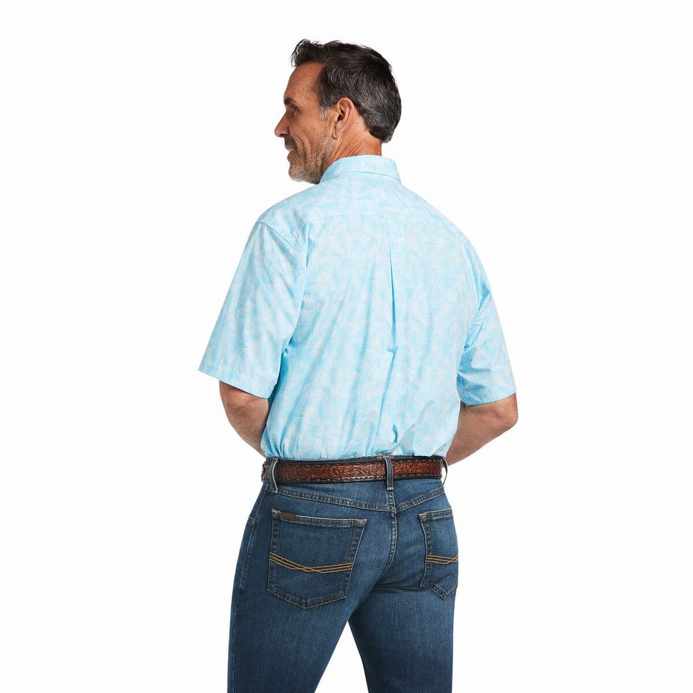 Blue Ariat Qusay Stretch Classic Fit Men's Shirts | VCYN17263