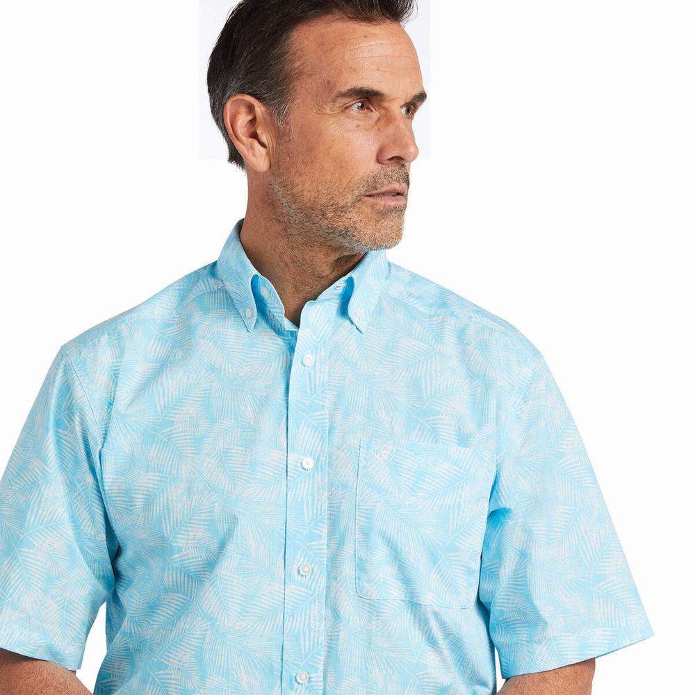 Blue Ariat Qusay Stretch Classic Fit Men's Shirts | VCYN17263