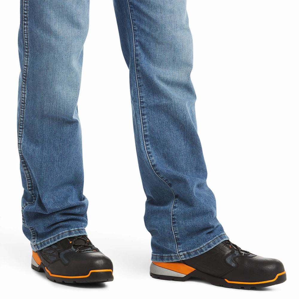 Blue Ariat Rebar M4 Relaxed DuraStretch Basic Cut Men's Skinny Jeans | PHXC71430