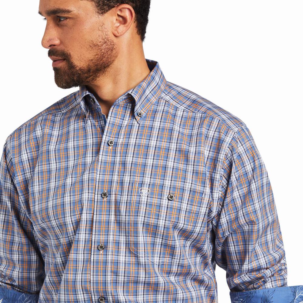 Blue Ariat Relentless Agility Stretch Classic Fit Men's Shirts | ZTJW68952