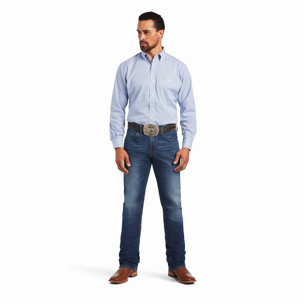 Blue Ariat Relentless Alacrity Stretch Classic Fit Men's Shirts | XJNW80179