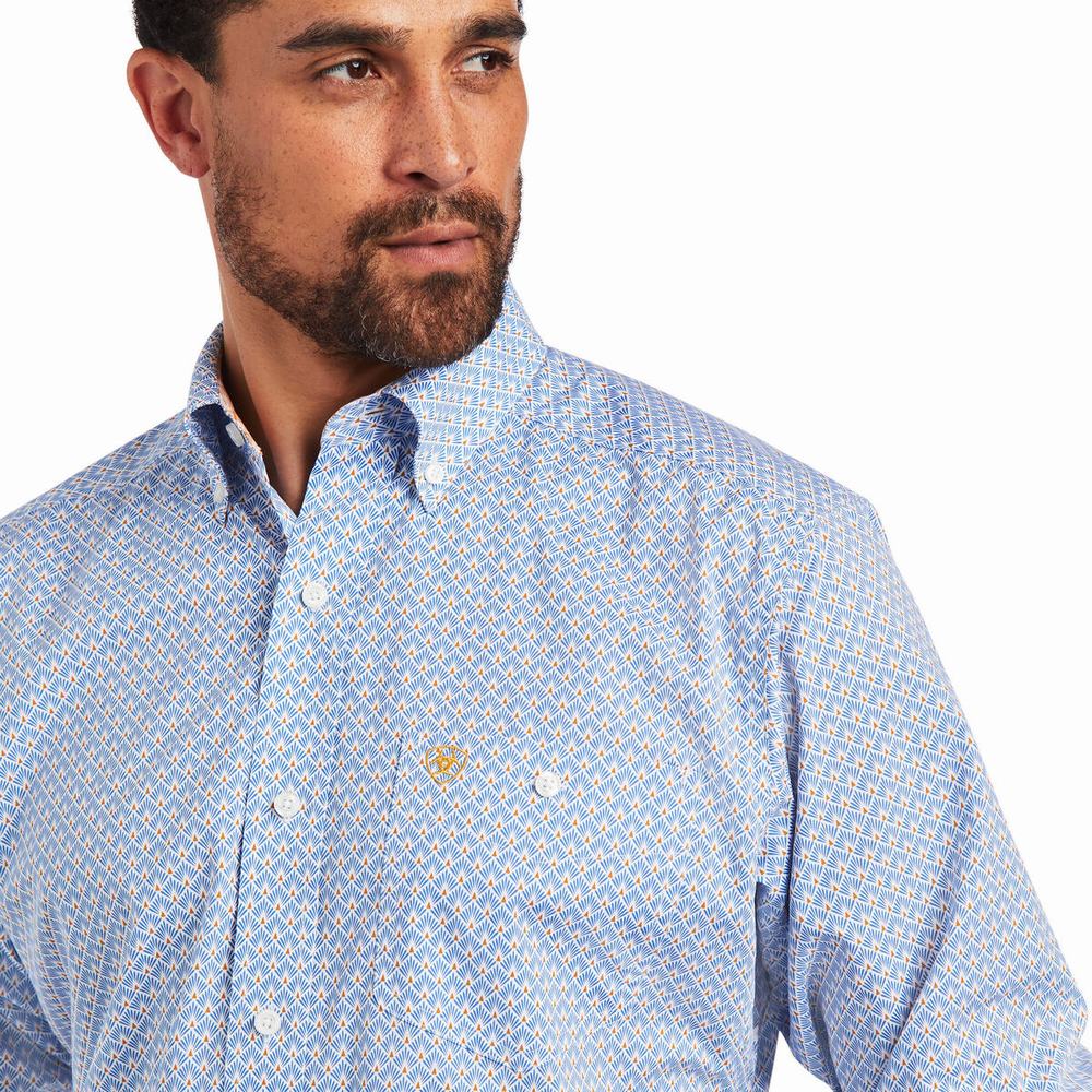 Blue Ariat Relentless Alacrity Stretch Classic Fit Men's Shirts | XJNW80179