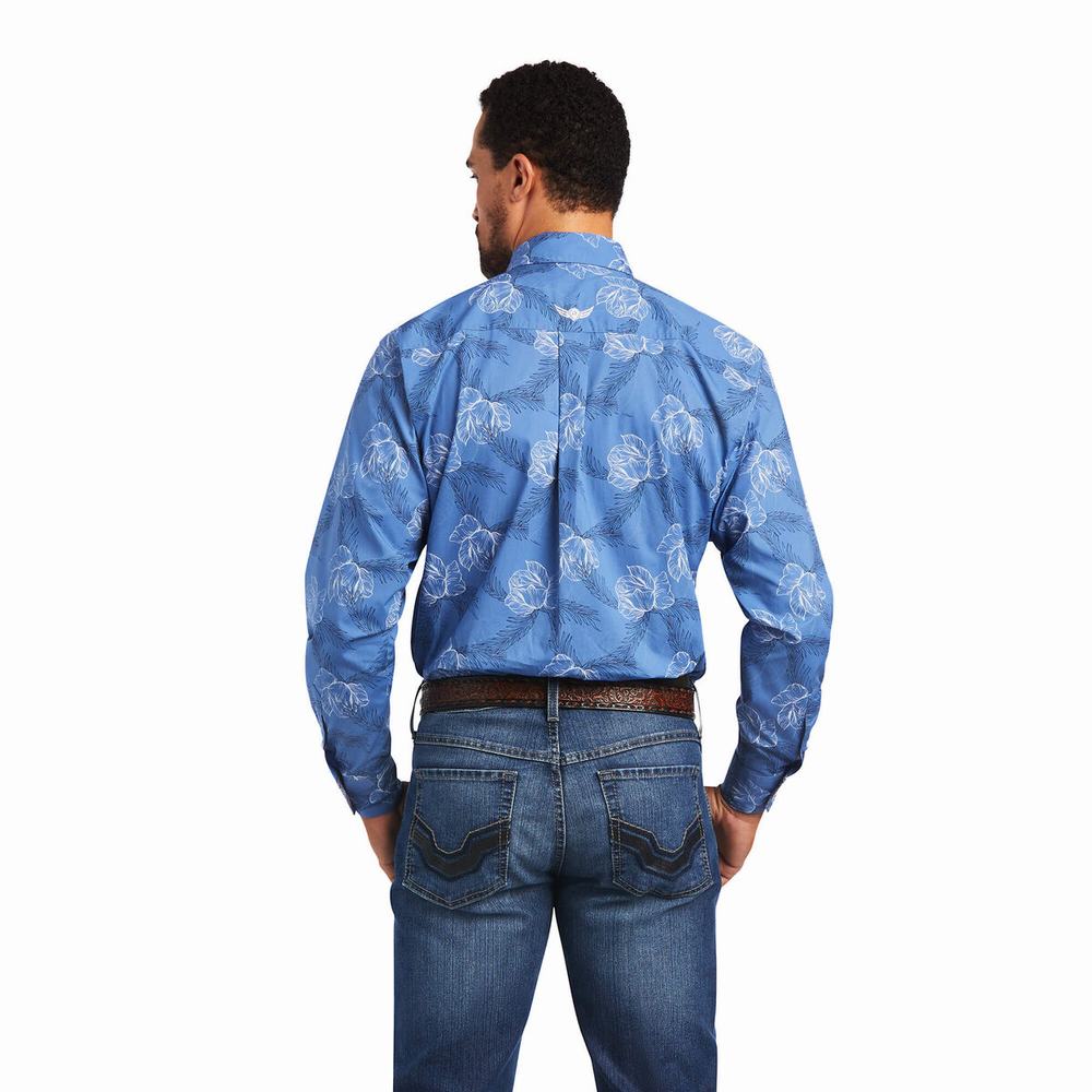 Blue Ariat Relentless Headway Stretch Classic Fit Men's Shirts | MZHT86024