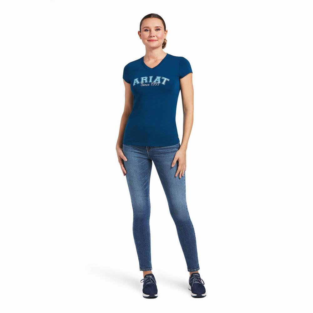 Blue Ariat Since 1993 Women's Tops | QGBR70923