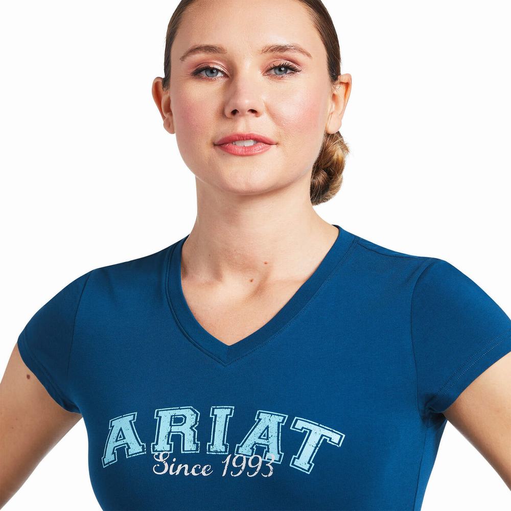 Blue Ariat Since 1993 Women's Tops | QGBR70923