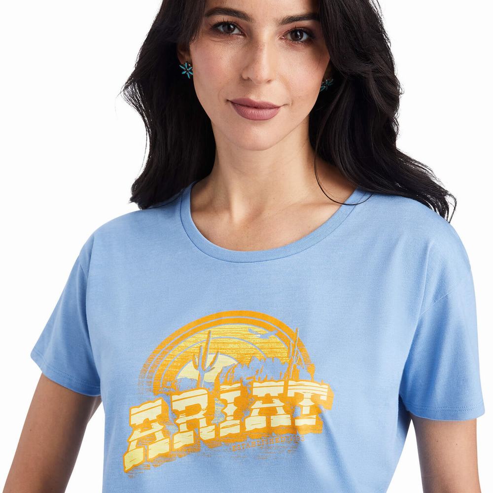 Blue Ariat Sunset Arc Women's Tops | AZSF49053