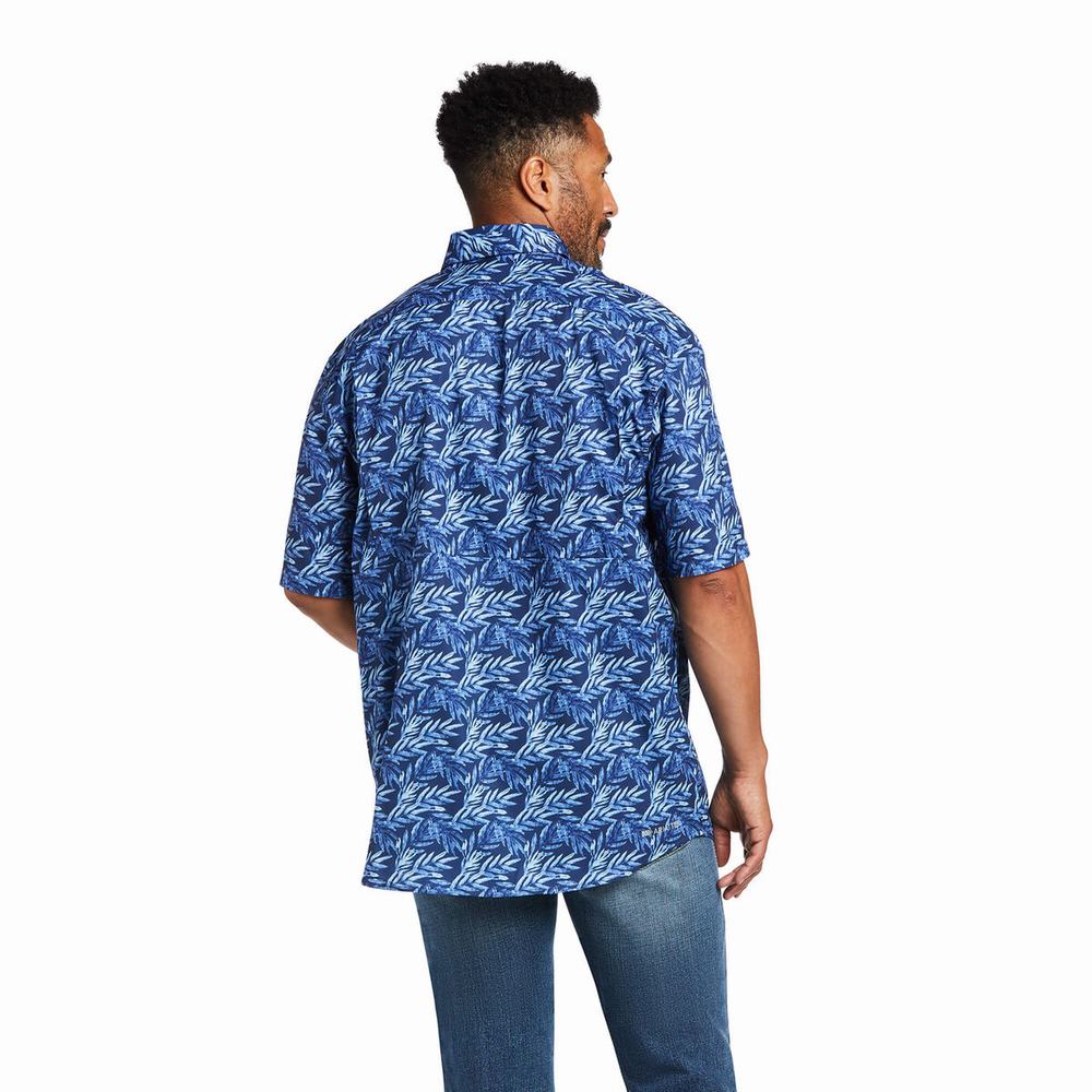 Blue Ariat VentTEK Classic Fit Men's Shirts | SCWH31742