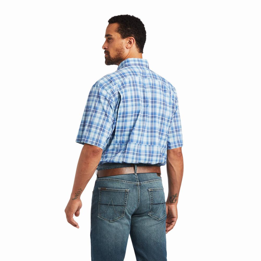 Blue Ariat VentTEK Classic Fit Men's Shirts | UKZN69143