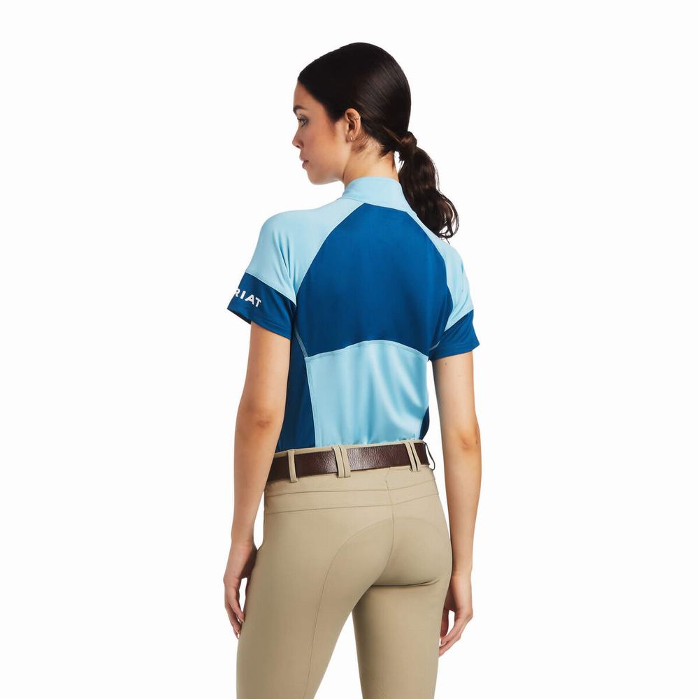 Blue Blue Ariat Cambria Jersey 1/4 Zip Women's Tops | FOYP48017