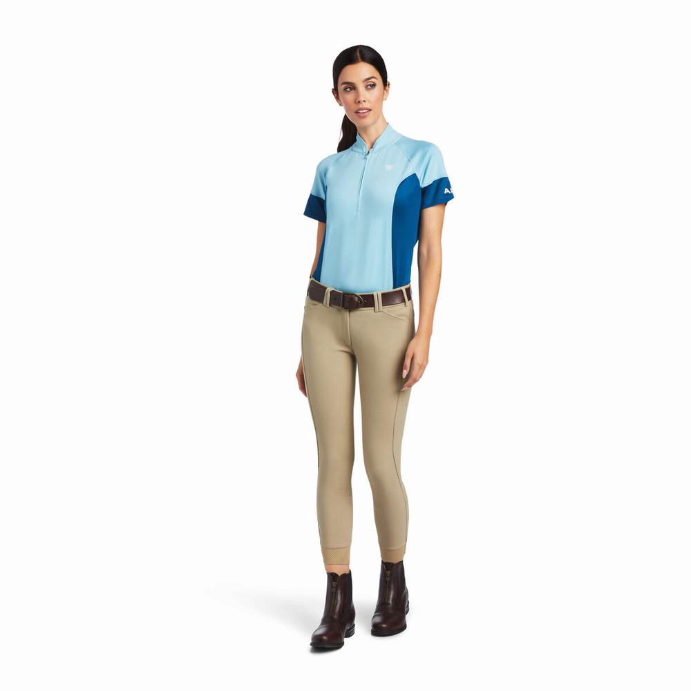 Blue Blue Ariat Cambria Jersey 1/4 Zip Women's Tops | FOYP48017