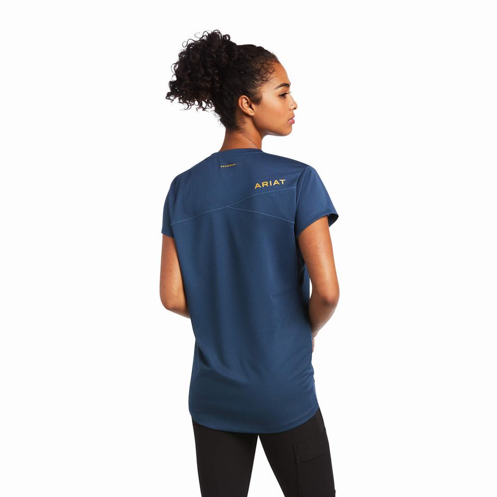 Blue Deep Green Ariat Rebar Polartec Elite All Season Women's Tops | MDQJ92473