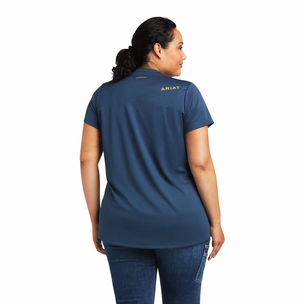 Blue Deep Green Ariat Rebar Polartec Elite All Season Women's Tops | MDQJ92473