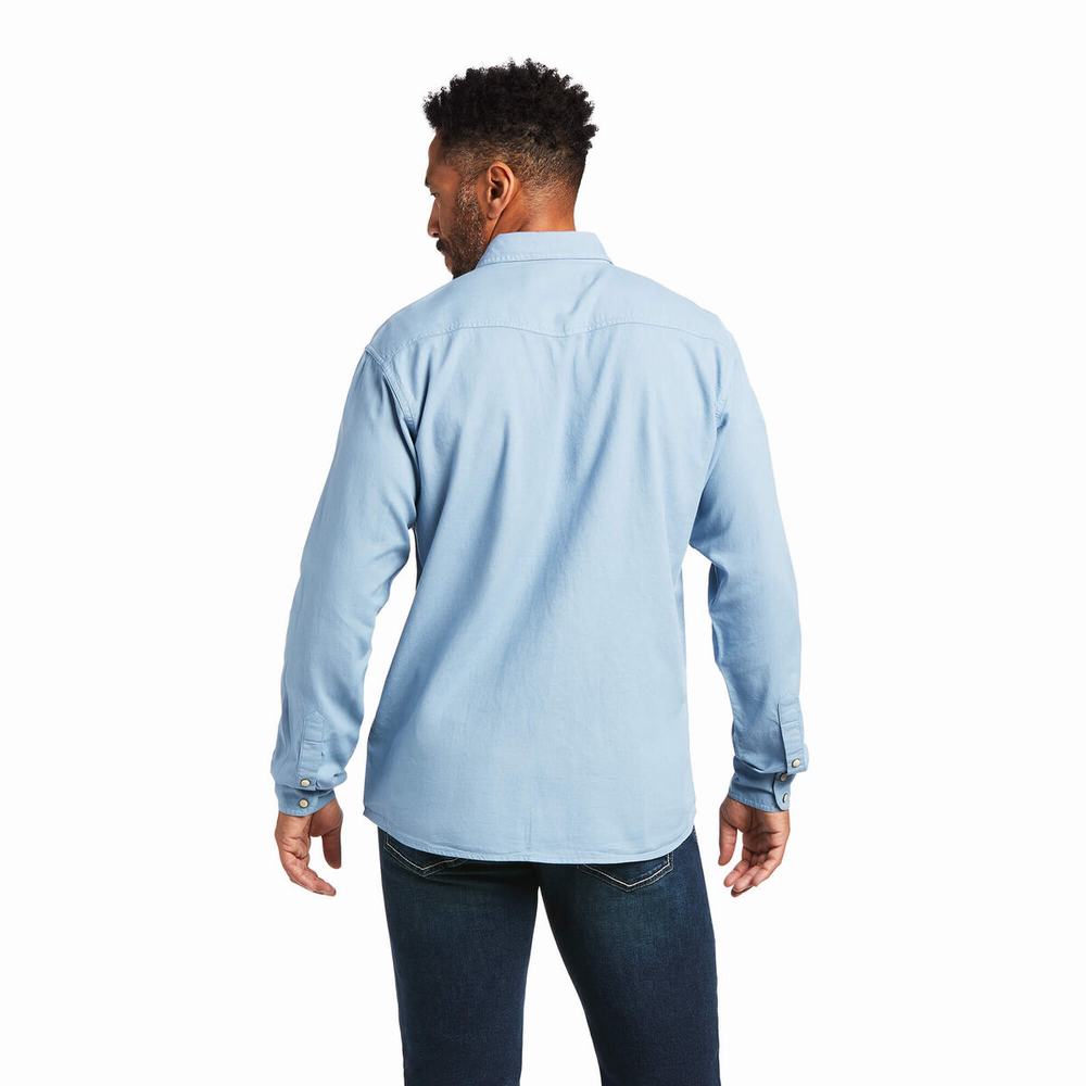 Blue Grey Ariat Ace Retro Fit Men's Shirts | KBNJ87135