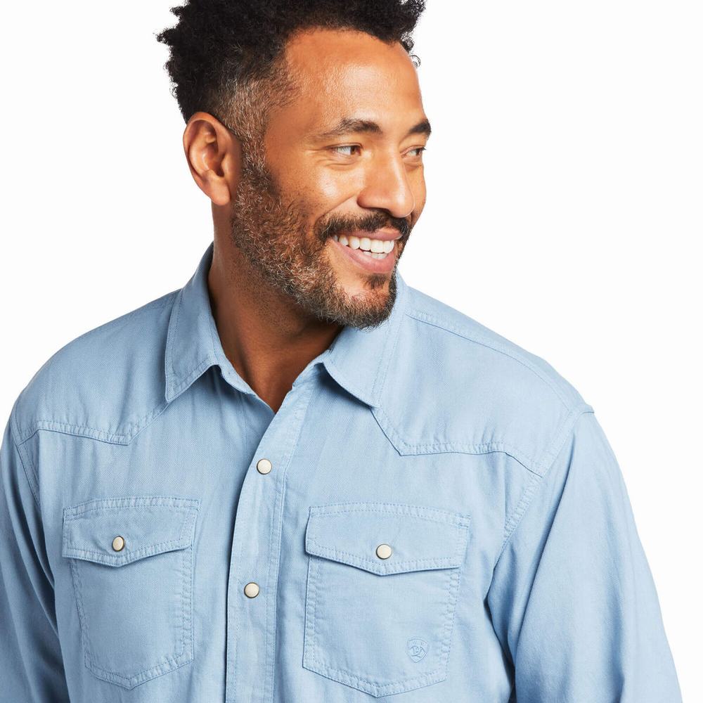 Blue Grey Ariat Ace Retro Fit Men's Shirts | KBNJ87135